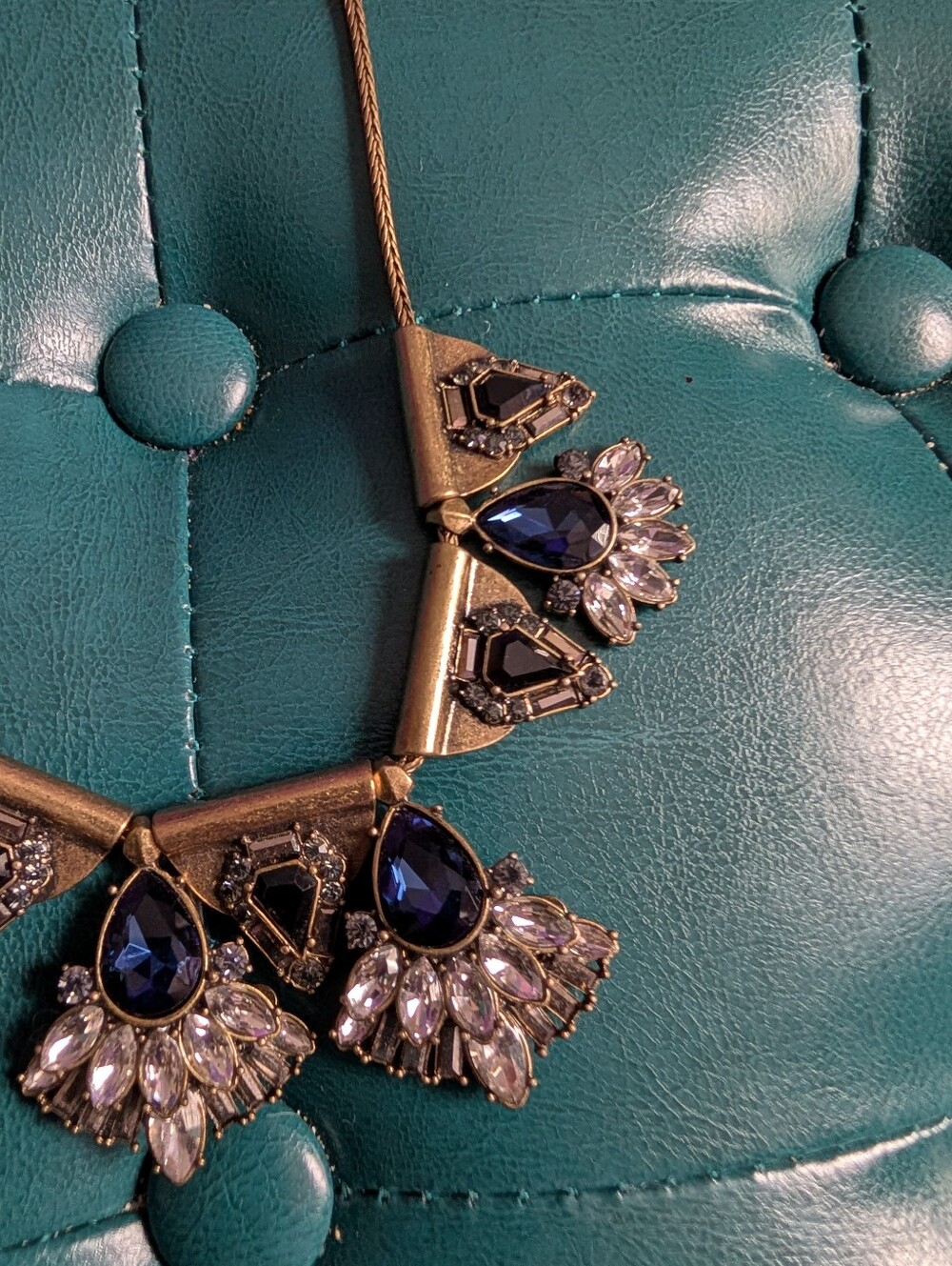 Chloe + Isabel Navy Blue Teardrop & Clear Crystal Statement Necklace